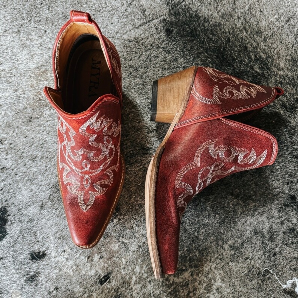 SOLD | ❤️‍🔥Myra Bag Red Leather Ankle Booties